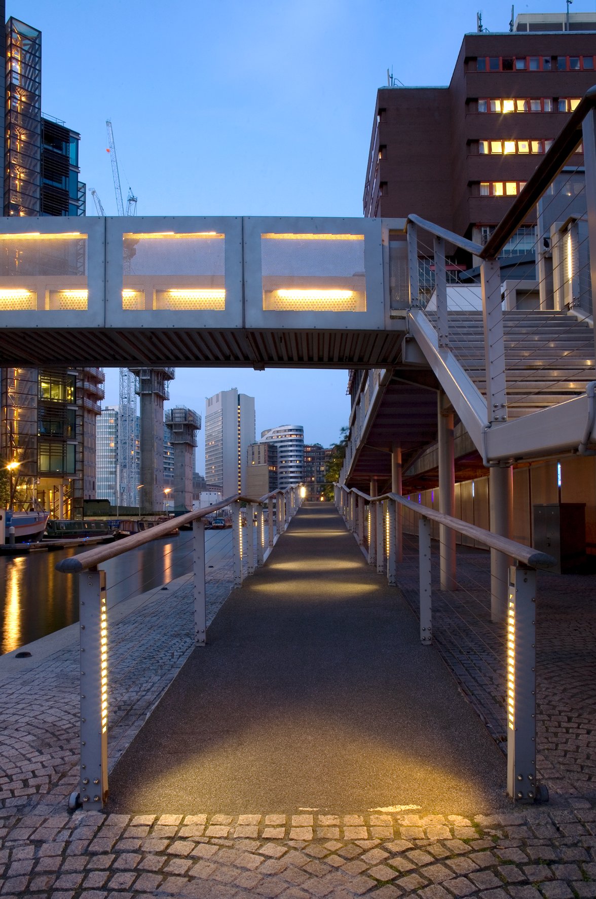 Paddington Basin; Ramps and Steps at night